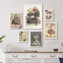 Kit Composição 6 Quadros Atelier Costura - com vidro