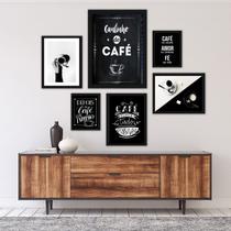 Kit Composição 6 Quadros Cantinho Do Café Preto E Branco - com vidro