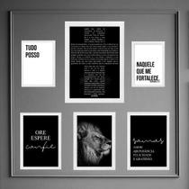 Kit Composição 6 Quadros Cristãos Salmo 91 - Com Vidro