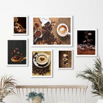 Kit Composição 6 Quadros Decorativos Fotografias De Café