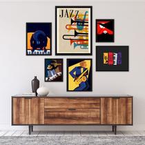 Kit Composição 6 Quadros Decorativos Jazz Músicos Kit Composição 6 Quadros Decorativos Jazz Músicos