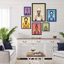 Kit Composição 6 Quadros Decorativos Orixás Candomblé - com vidro