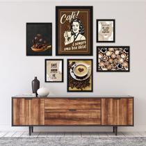 Kit Composição 6 Quadros Decorativos Temáticos Café - com vidro Kit Composição 6 Quadros Decorativos Temáticos Café - com vidro