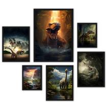 Kit Composição 6 Quadros Dinossauros - com vidro Kit Composição 6 Quadros Dinossauros - com vidro