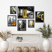 Kit Composição 6 Quadros Fotos Cidades Amarelo Kit Composição 6 Quadros Fotos Cidades Amarelo