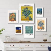 Kit Composição 6 Quadros Obras De Van Gogh - Com Vidro