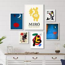 Kit Composição 6 Quadros Obras Miró - Com Vidro