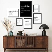 Kit Composição 6 Quadros Palavras Significado - com vidro Kit Composição 6 Quadros Palavras Significado - com vidro