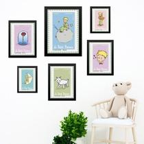 Kit Composição 6 Quadros Pequeno Príncipe - Selos - com vidro