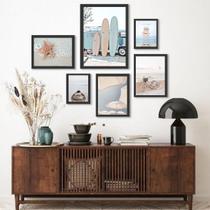 Kit Composição 6 Quadros Praia Soft Surf - com vidro