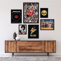 Kit Composição 6 Quadros Rock Bandas Kit Composição 6 Quadros Rock Bandas
