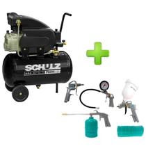 Kit Compressor de Ar 8.5 Pés 25 Litros 2HP CSI8.5/25 + Jogo de Pistolas de Pintura 5 Peças 5730455 SCHULZ