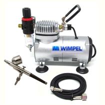 Kit Compressor Profissional Wimpel + Aerógrafo Dupla Ação Completo