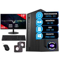 Kit Computador Completo Intel I3 16gb Ssd 240gb Combo Monitor e Caixa de som