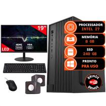 Kit Computador Completo Intel I7 8gb Ssd 240gb Combo Monitor e Caixa de som