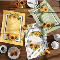 Kit Con 3 Panos De Prato Girassol Prata 100 Algodão 45x65cm Döhler