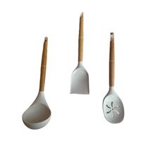 Kit Concha, Colher Vada E Espatula Reta, Bambu E Silicone