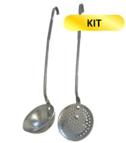 Kit Concha e Espumadeira 42 cm Aluminio Arroz e Feijão Talheres