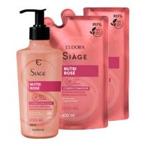 Kit Condicionador com 2 Refil Nutri Rosé Nutrição Raiz e Pontas 400ml Eudora Siàge