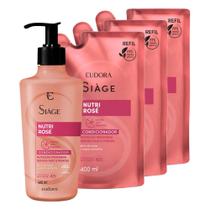 Kit Condicionador com 3 Refil Nutri Rosé Nutrição Raiz e Pontas 400ml Eudora Siàge
