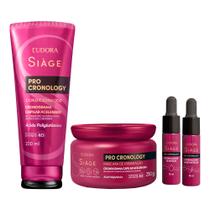 Kit Condicionador Máscara Leave In e Combo Cronograma Capilar Pro Cronology Completo Eudora Siàge