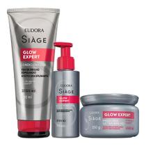 Kit Condicionador Máscara Nutrição Capilar e Leave In Glow Expert Anti Frizz Eudora Siàge