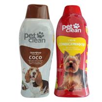 Kit Condicionador + Shampoo Coco Pet Clean Cachorro Gato