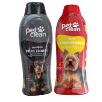 Kit Condicionador + Shampoo Pelos Escuros Pet Clean Cachorro