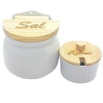 Kit Condimentos 2 pçs - Saleiro parede e Açucareiro 250GR - Porcelana Kit Condimentos 2 pçs - Saleiro parede e Açucareiro 250GR - Porcelana