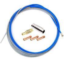 Kit Conduíte Guia Para Tocha Mig 5m P/ Arame 0,6mm A 0,9mm Azul + 3 Bicos de contato 0,9mm + 1 Porta bico + 1 Bocal