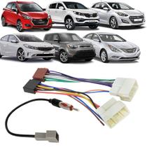 Kit Conector Chicotes Radio e Antena Ligacao Plug And Play Hyundai HB20 I30 Kia Cerato Sportage Soul