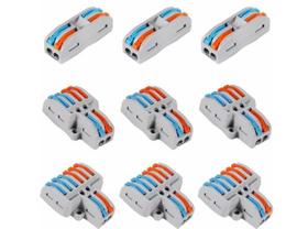 kit Conector Elétrico Rápido Tipo Wago Emenda Fios 2,3,5 Via