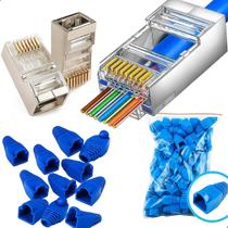Kit Conector rede RJ45 Cat5 Cat6 Blindado Ezcrimp Capas Silicone 10 20 40 Unidades Kit Conector rede RJ45 Cat5 Cat6 Blindado Ezcrimp Capas Silicone 10 20 40 Unidades