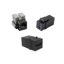 Kit Conector Tomada Keystone RJ45 CAT5 HDMI USB Transferencia Preto
