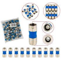 Kit Conectores Cabo Coaxial F Rg6 Rg06 Compressão Profissional Blindado 10 20 50 Peças Kit Conectores Cabo Coaxial F Rg6 Rg06 Compressão Profissional Blindado 10 20 50 Peças