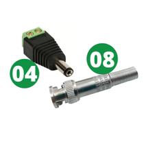 Kit Conectores P4 Macho + BNC com Mola: Ideal p/ 4 Câmeras de Segurança - Acabamento Profissional