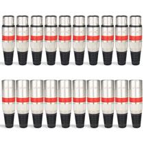 Kit Conectores XLR Macho e Fêmea Voik PVKMV Metal Vermelho