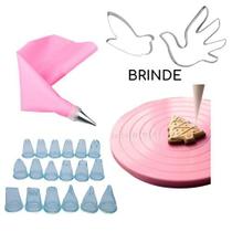 Kit Confeitaria 22 peças Bico Manga/Saco Bailarina Biscoito Cortador