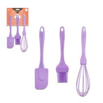 Kit Confeitaria 3 Pçs De Silicone Espátula +Batedor + Pincel