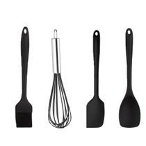 Kit Confeitaria Cozinha Multiuso Silicone 4 Peças Preto - Mundiart