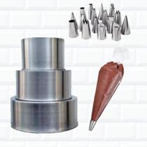 Kit Confeitaria Iniciante Decoração 3 Formas + Sacos + Bicos