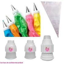 Kit Confeitaria Mago 03 Adaptadores + 02 Sacos De Confeitar