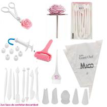 Kit Confeitaria Mago 7 Pçs Ejetor 8 Estecas Rolinho Coração