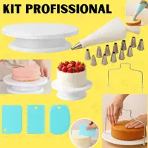Kit Confeitaria Profissional Completo Base Para Bolo Bailarina Giratória Bicos Decorativos Cortador