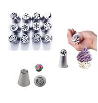 Kit Confeiteiro 12 Bicos Russos Confeitar Aço Inox Doces Kit Confeiteiro 12 Bicos Russos Confeitar Aço Inox Doces