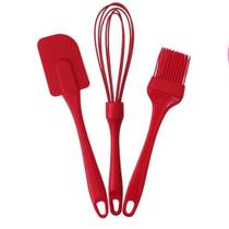 Kit Confeiteiro 3 Peças em Silicone Fouet, Pincel e Espátula Resistente ao Calor