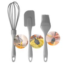 Kit Confeiteiro 3 Peças em Silicone Fouet, Pincel e Espátula Resistente ao Calor - Kit Confeiteiro 3 Peças em Silicone Fouet, Pincel e Espátula Resistente ao Calor -
