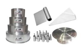 Kit Confeiteiro (4 Formas + Bailarina + Espatula + Bicos)