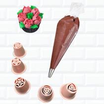 Kit Confeiteiro Bico Russo 5 pç + Saco descartável 6 un Bolo