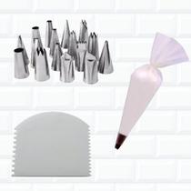 Kit Confeiteiro Bicos 16 pç Saco Confeitar Silicone Espátula